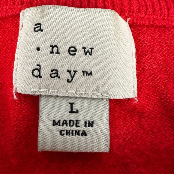 A New Day Womens Red Long Sleeve Sweater Size L - Picture 3 of 4